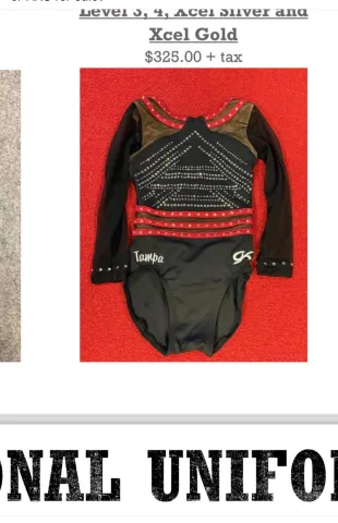 Level 3,4, Xcel Silver & Gold Competition Leotard 